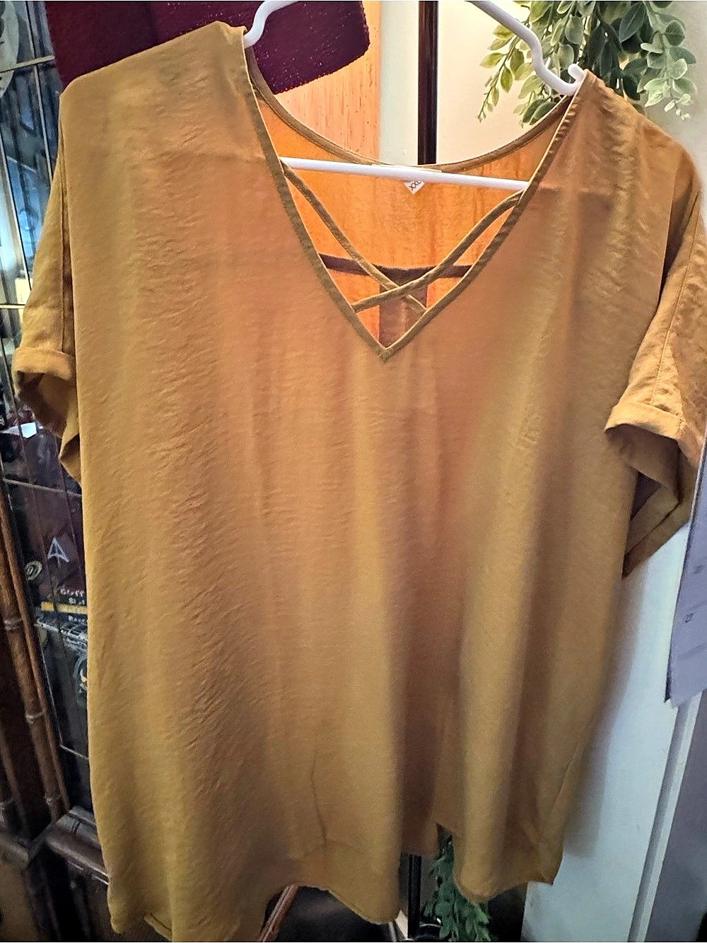 Women's Brown V-Neck Blouse
